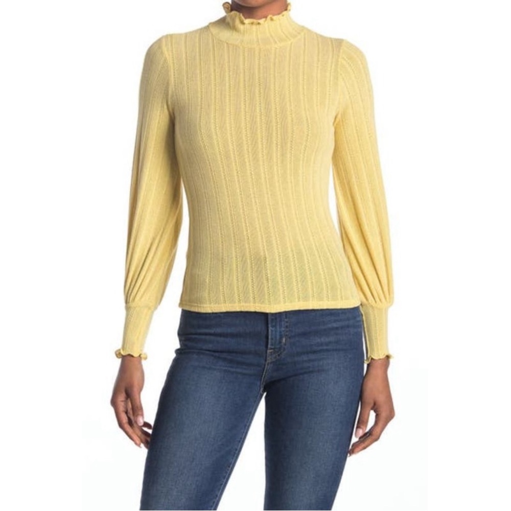 Essei Lettuce Edge Ribbed Knit Turtleneck Sweater XS